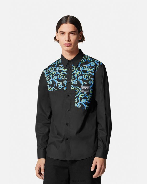 roupas P2TX2375 Versace esboço de camisa de alta costura Preto branco homens