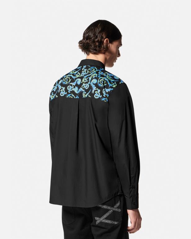 roupas P2TX2375 Versace esboço de camisa de alta costura Preto branco homens