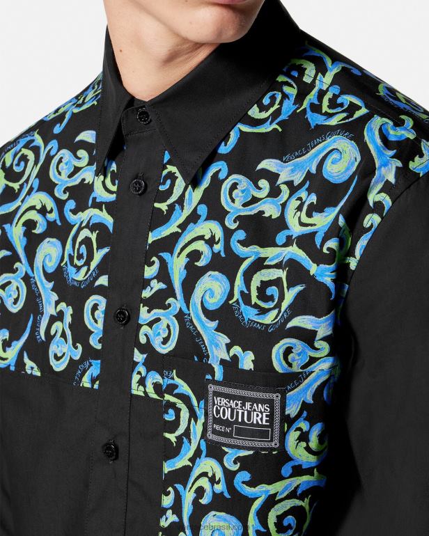 roupas P2TX2375 Versace esboço de camisa de alta costura Preto branco homens
