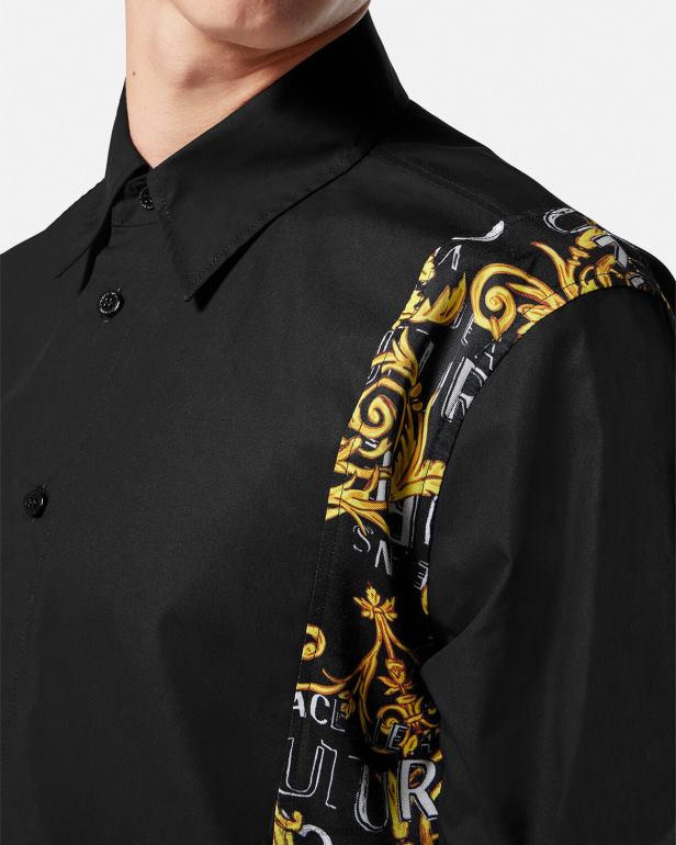 roupas P2TX2397 Versace camisa de alta costura com logotipo preto homens