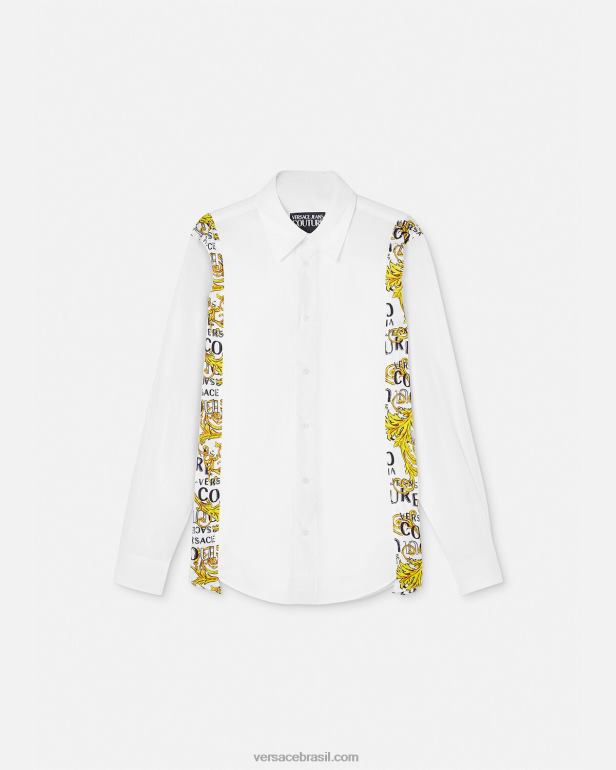 roupas P2TX2399 Versace camisa de alta costura com logotipo branco homens