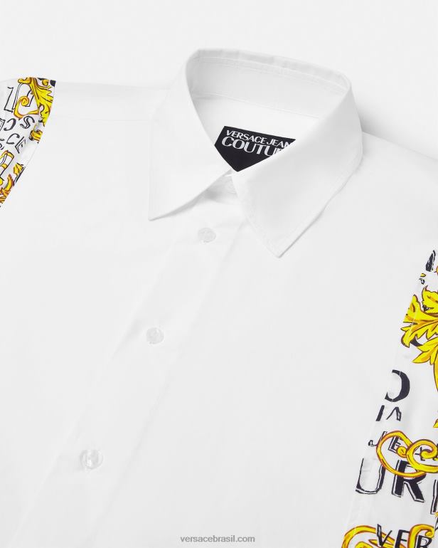 roupas P2TX2399 Versace camisa de alta costura com logotipo branco homens