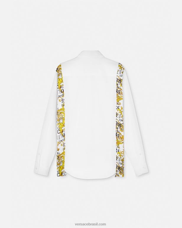 roupas P2TX2399 Versace camisa de alta costura com logotipo branco homens