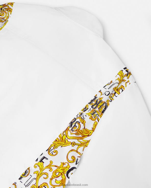 roupas P2TX2399 Versace camisa de alta costura com logotipo branco homens