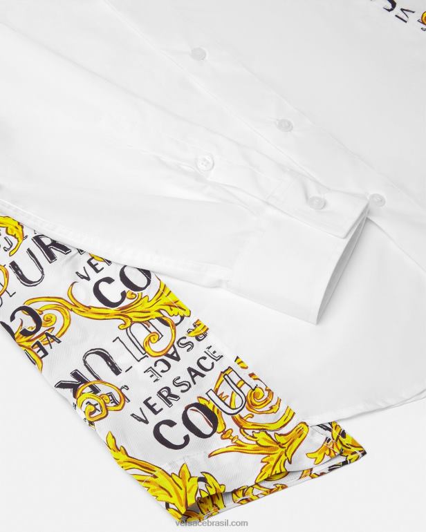 roupas P2TX2399 Versace camisa de alta costura com logotipo branco homens