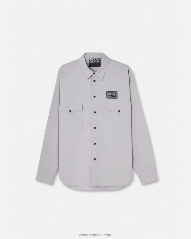 roupas P2TX2400 Versace camisa com logotipo de número de peça preto e estampado homens