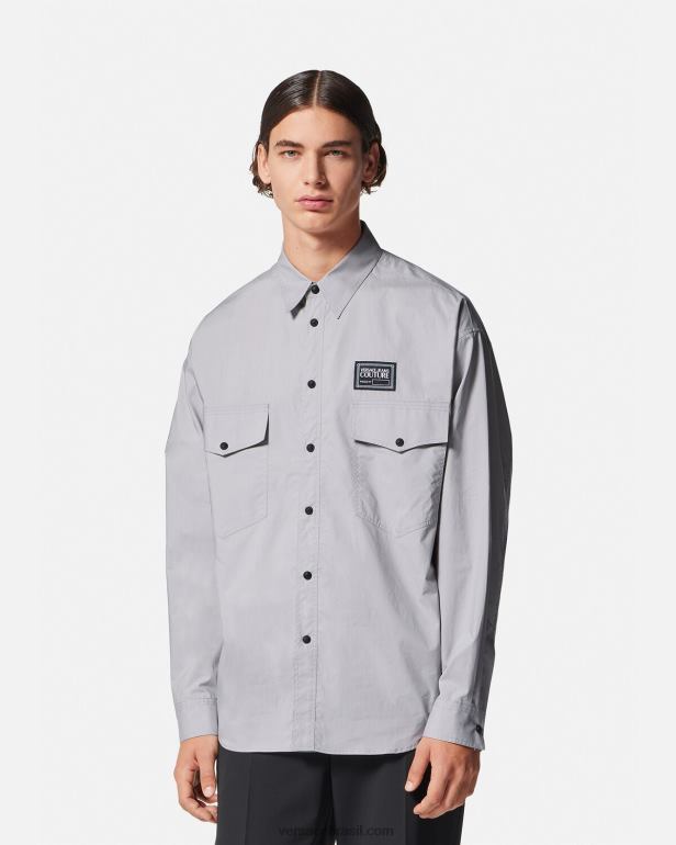 roupas P2TX2400 Versace camisa com logotipo de número de peça preto e estampado homens