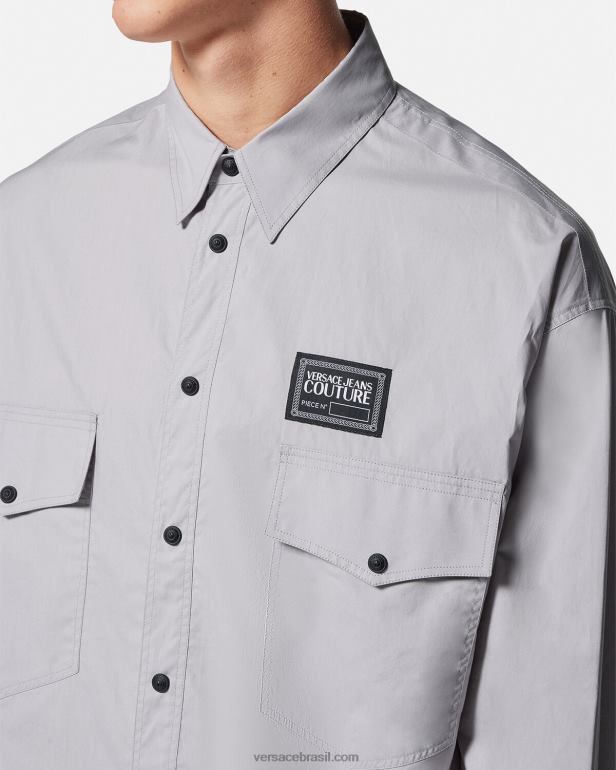 roupas P2TX2400 Versace camisa com logotipo de número de peça preto e estampado homens