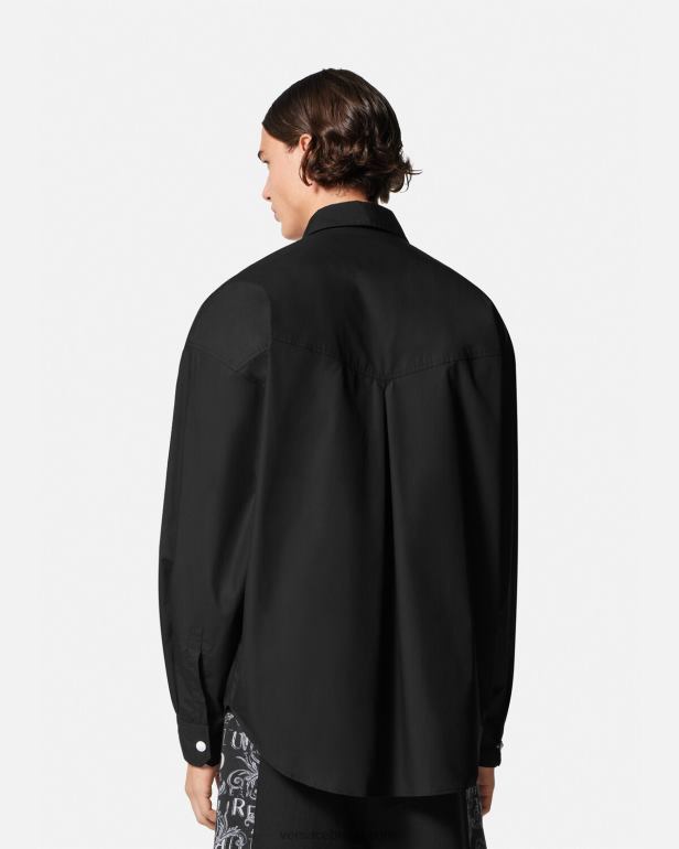 roupas P2TX2401 Versace camisa com logotipo de número de peça preto homens