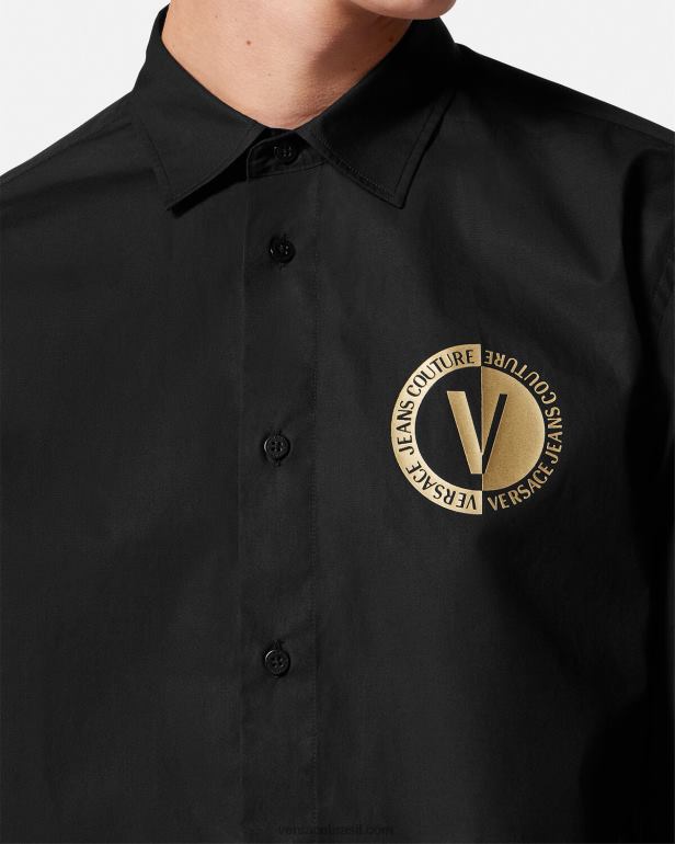 roupas P2TX2402 Versace camisa com emblema v ouro Preto homens