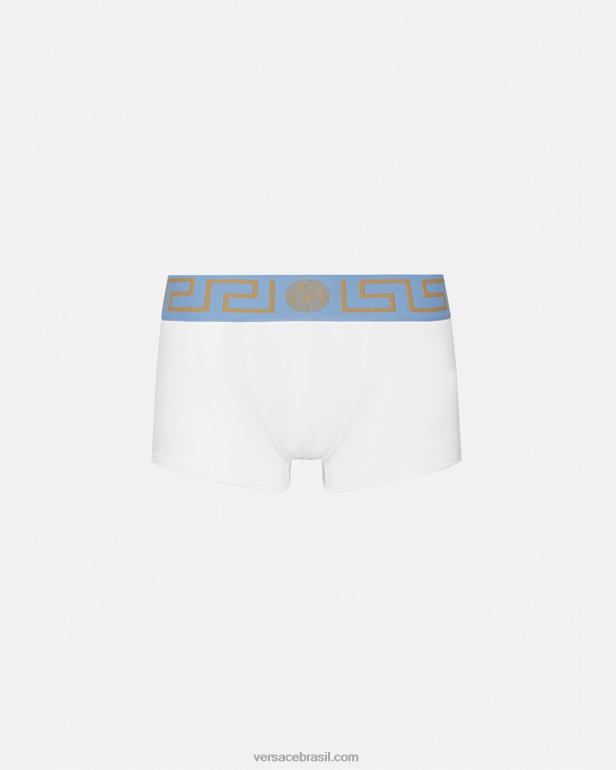 roupas íntimas e moda praia P2TX1744 Versace troncos de fronteira greca branco homens