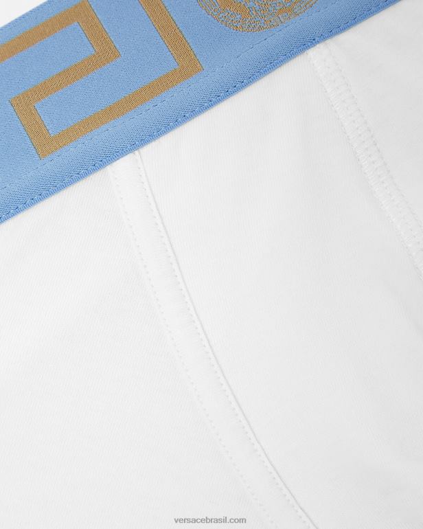 roupas íntimas e moda praia P2TX1746 Versace troncos longos com borda greca branco homens