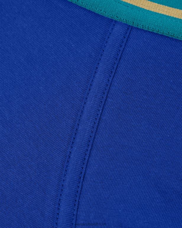 roupas íntimas e moda praia P2TX1747 Versace troncos longos com borda greca azul homens