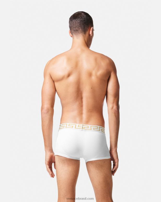 roupas íntimas e moda praia P2TX1749 Versace troncos de fronteira greca pacote com 3 ouro Branco homens
