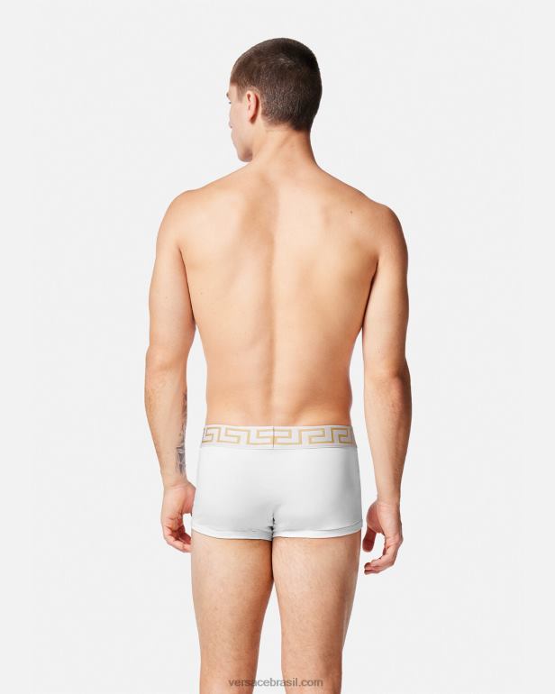 roupas íntimas e moda praia P2TX1751 Versace troncos de fronteira greca pacote com 3 branco e preto e cinza homens
