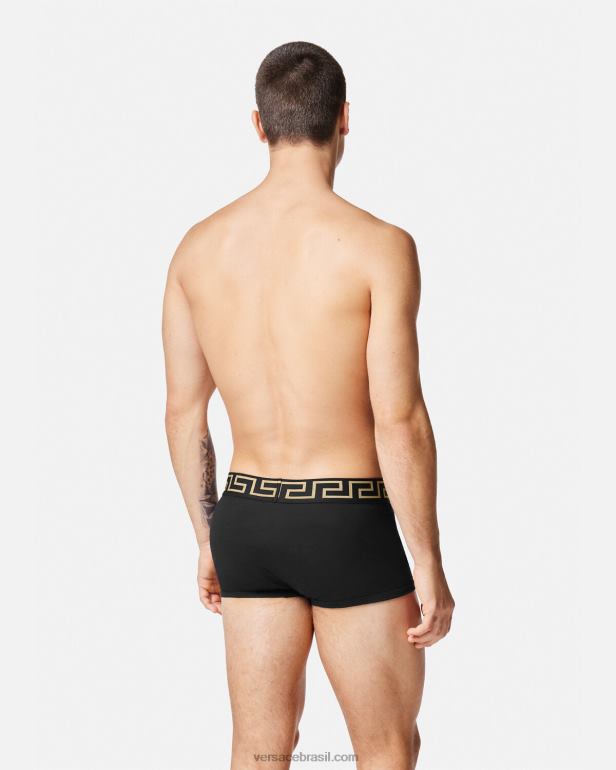 roupas íntimas e moda praia P2TX1751 Versace troncos de fronteira greca pacote com 3 branco e preto e cinza homens