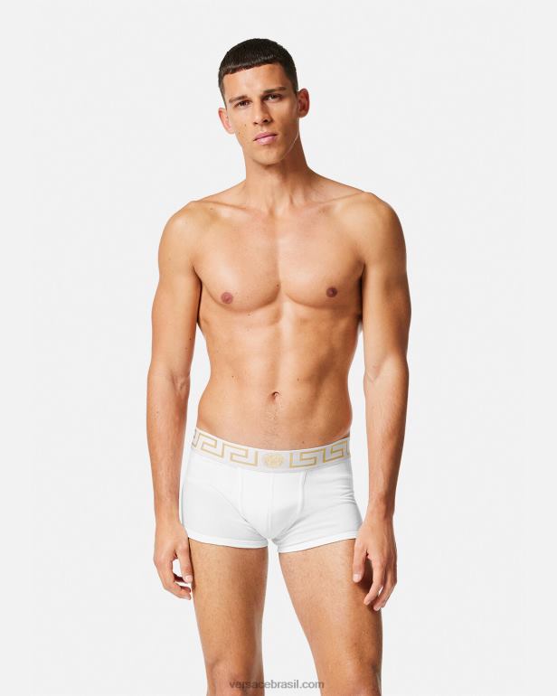 roupas íntimas e moda praia P2TX1752 Versace troncos de fronteira greca pacote com 2 Preto branco homens