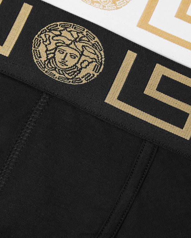 roupas íntimas e moda praia P2TX1752 Versace troncos de fronteira greca pacote com 2 Preto branco homens