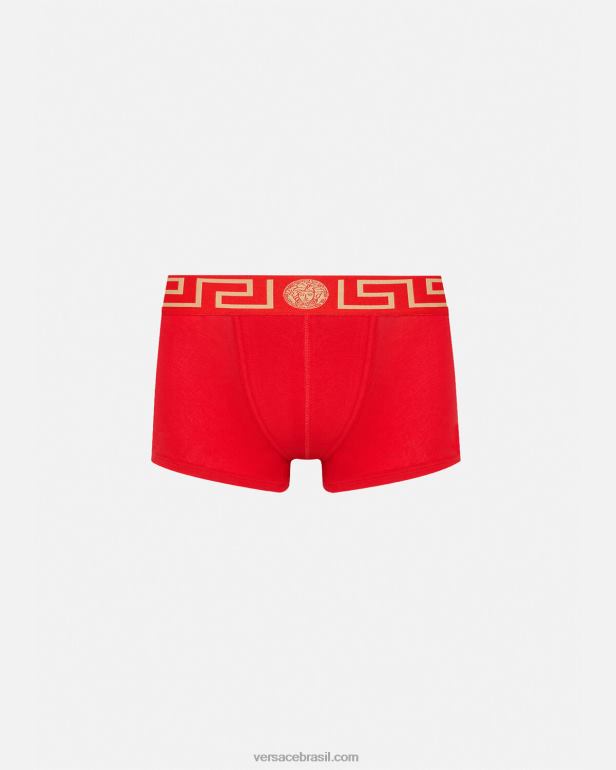 roupas íntimas e moda praia P2TX1754 Versace troncos de fronteira greca vermelho homens