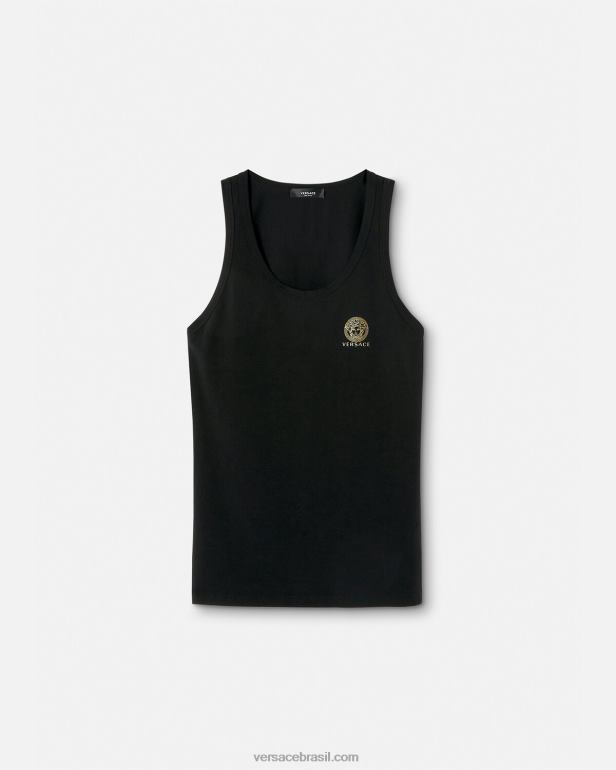 roupas íntimas e moda praia P2TX1734 Versace camiseta sem mangas medusa preto homens
