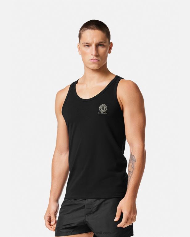 roupas íntimas e moda praia P2TX1734 Versace camiseta sem mangas medusa preto homens