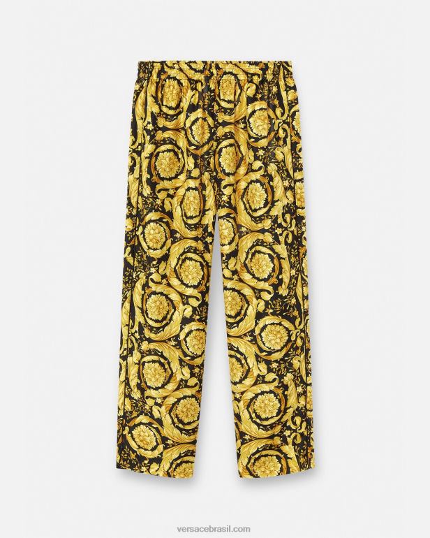 roupas íntimas e moda praia P2TX1736 Versace calça de pijama de seda com estampa barroca imprimir homens