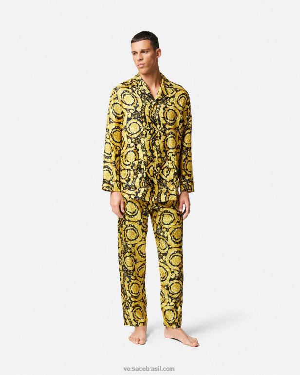 roupas íntimas e moda praia P2TX1736 Versace calça de pijama de seda com estampa barroca imprimir homens