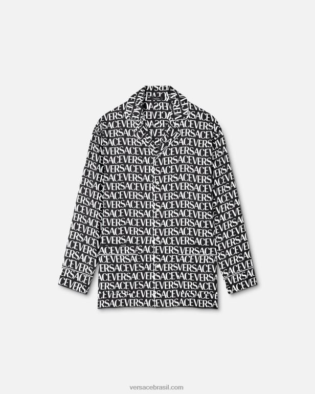 roupas íntimas e moda praia P2TX1737 Versace top de pijama completo preto e estampado homens