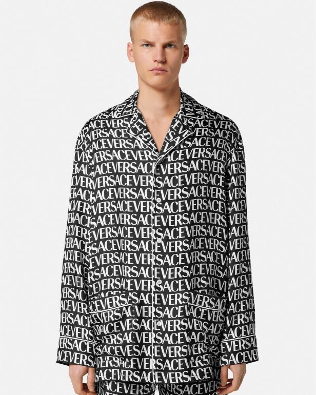 roupas íntimas e moda praia P2TX1737 Versace top de pijama completo preto e estampado homens