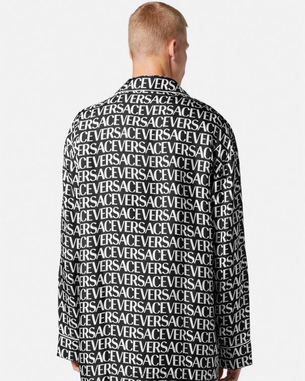 roupas íntimas e moda praia P2TX1737 Versace top de pijama completo preto e estampado homens