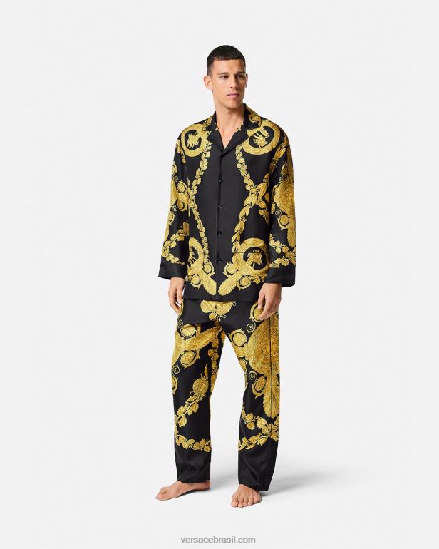 roupas íntimas e moda praia P2TX1741 Versace pijama barroco maschera imprimir homens