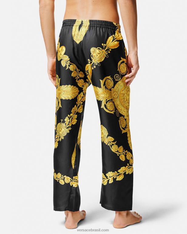 roupas íntimas e moda praia P2TX1742 Versace calça de pijama barroca maschera imprimir homens