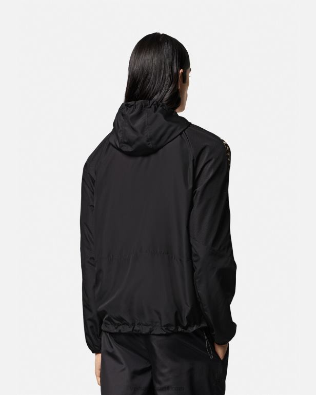 roupas P2TX1452 Versace jaqueta de ginástica de náilon greca preto homens