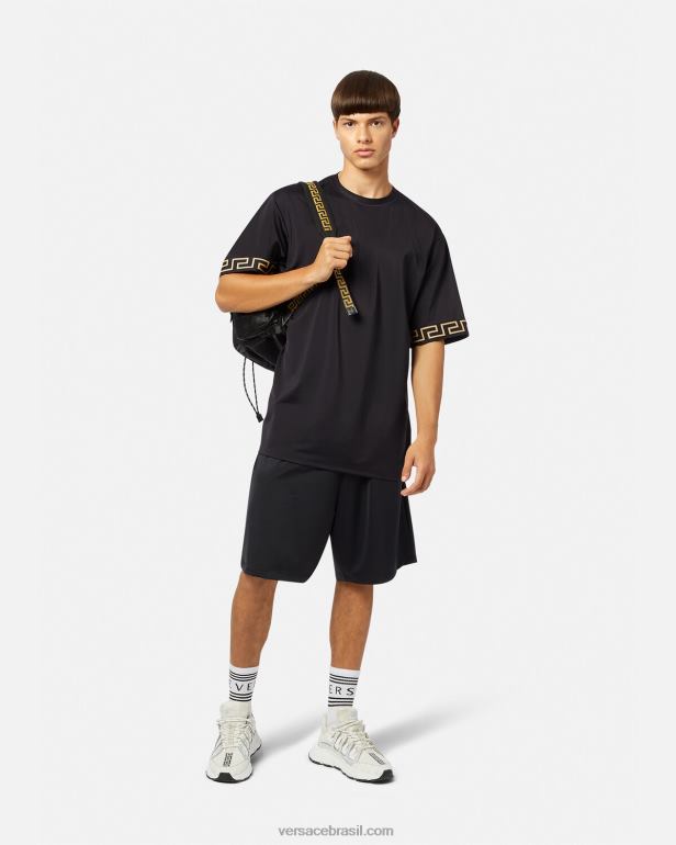 roupas P2TX1454 Versace top de academia Greca preto homens