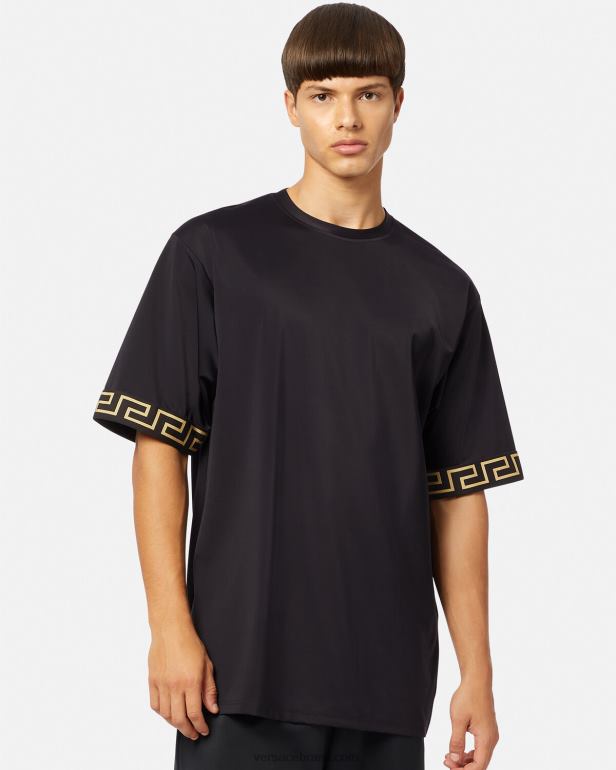 roupas P2TX1454 Versace top de academia Greca preto homens