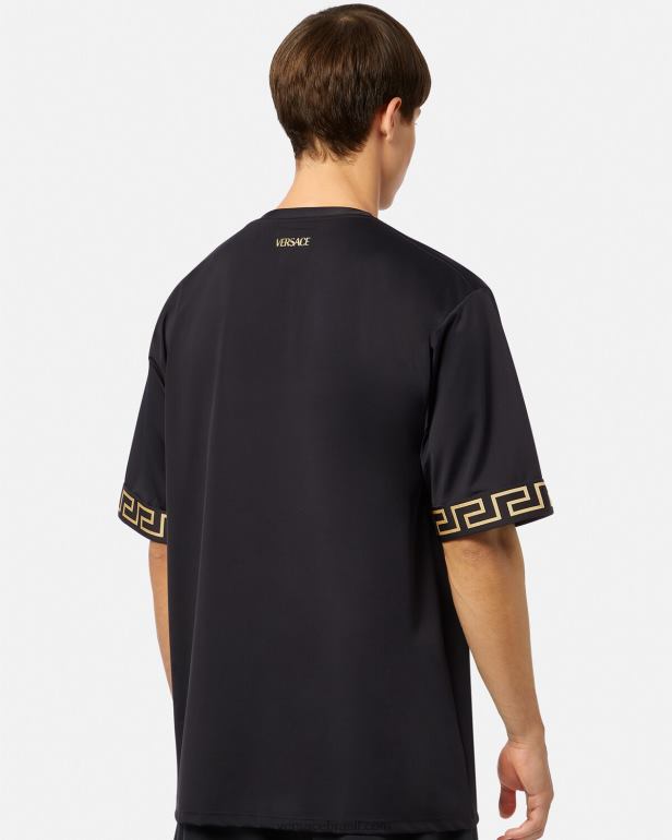roupas P2TX1454 Versace top de academia Greca preto homens