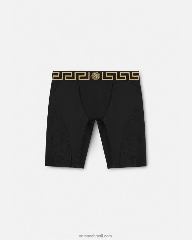 roupas P2TX1456 Versace shorts de bicicleta greca preto homens