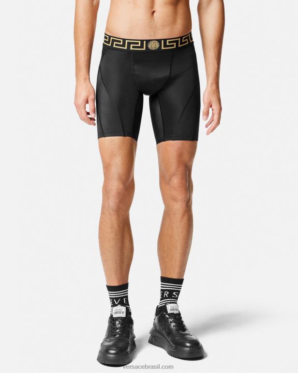 roupas P2TX1456 Versace shorts de bicicleta greca preto homens