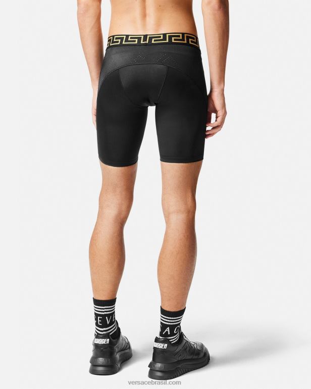 roupas P2TX1456 Versace shorts de bicicleta greca preto homens