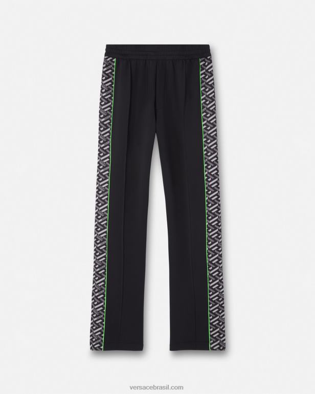 roupas P2TX1457 Versace calça esportiva de nylon la greca imprimir homens