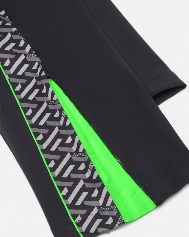 roupas P2TX1457 Versace calça esportiva de nylon la greca imprimir homens