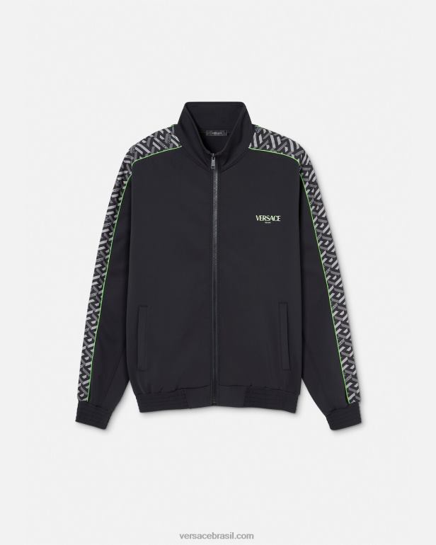 roupas P2TX1458 Versace jaqueta esportiva de nylon la greca imprimir homens