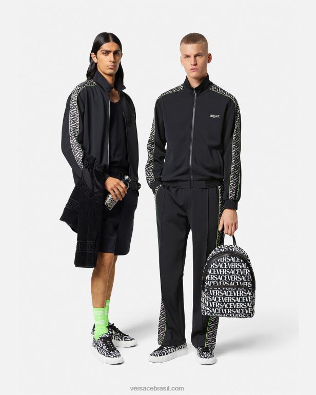 roupas P2TX1458 Versace jaqueta esportiva de nylon la greca imprimir homens