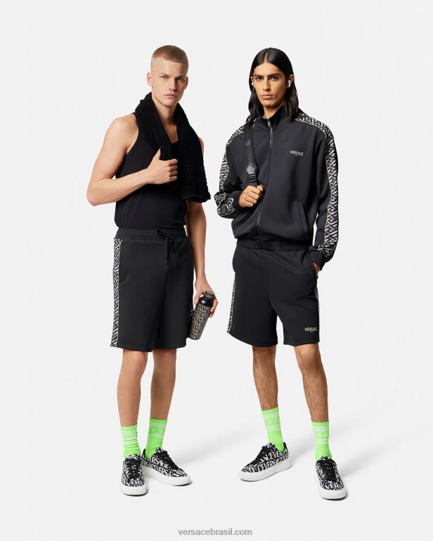 roupas P2TX1459 Versace bermuda de nylon la greca imprimir homens