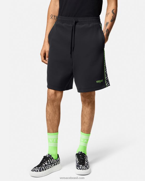roupas P2TX1459 Versace bermuda de nylon la greca imprimir homens
