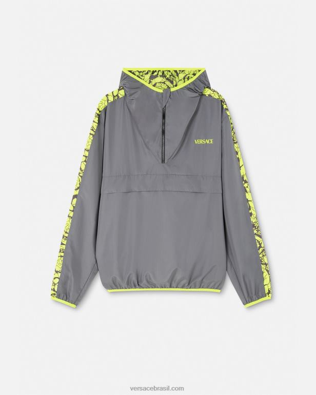 roupas P2TX1461 Versace jaqueta de ginástica barocco silhueta cinza e limão homens