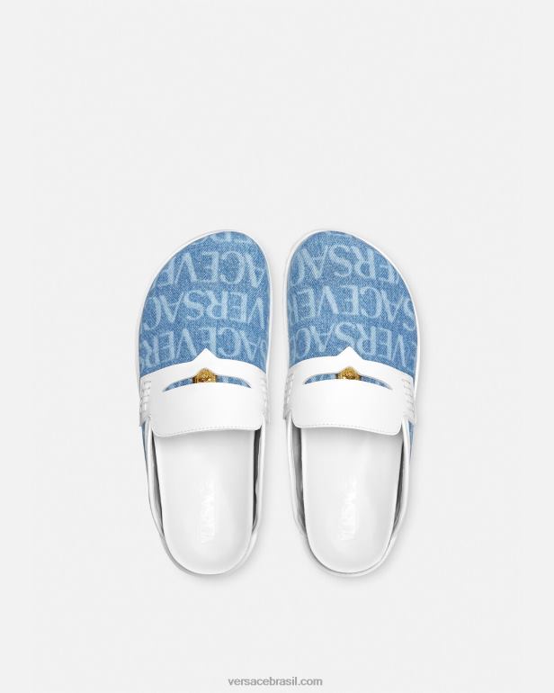 sapato P2TX1562 Versace mule allover jeans medusa azul claro homens