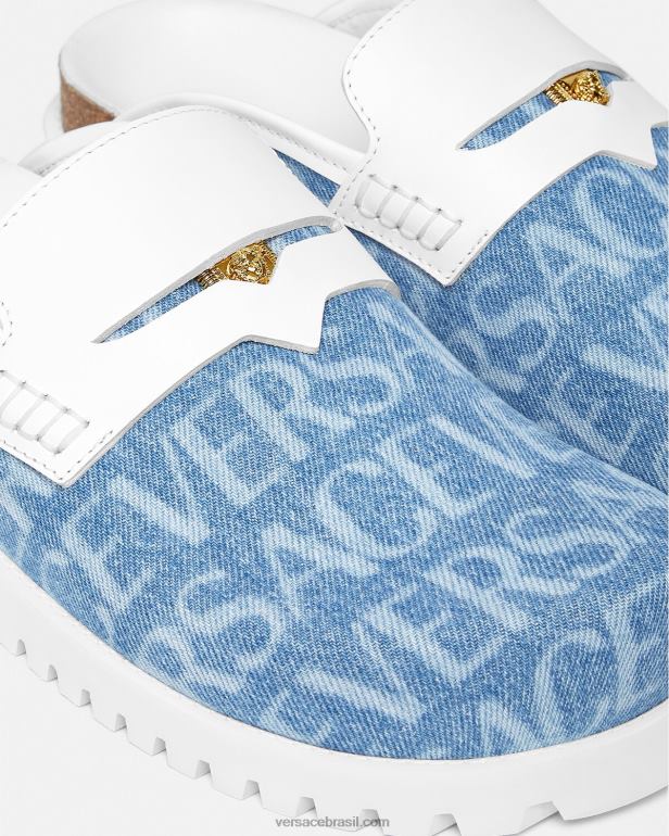 sapato P2TX1562 Versace mule allover jeans medusa azul claro homens