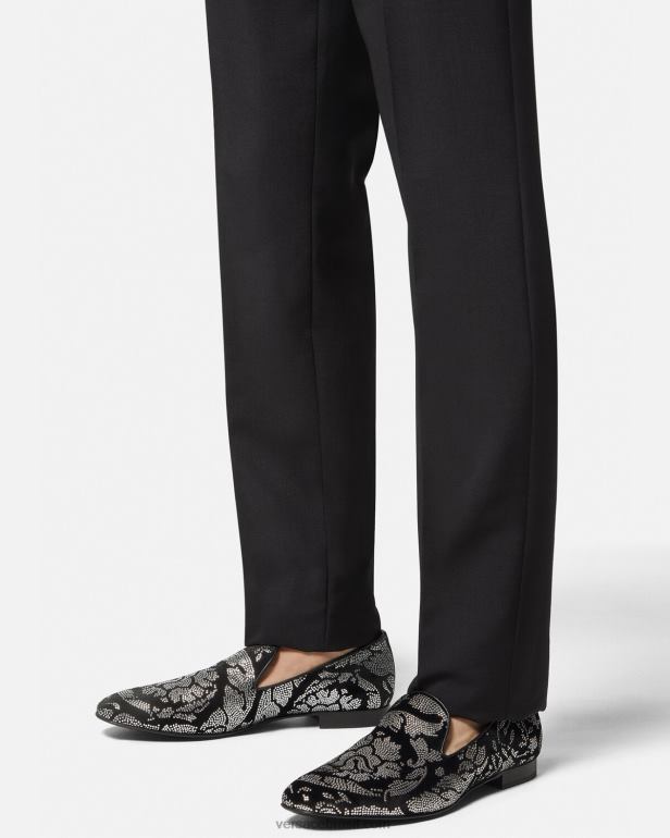 sapato P2TX1571 Versace chinelos com silhueta barroca com tachas preto homens