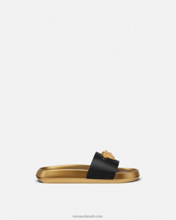 sapato P2TX1587 Versace slides da medusa preto homens